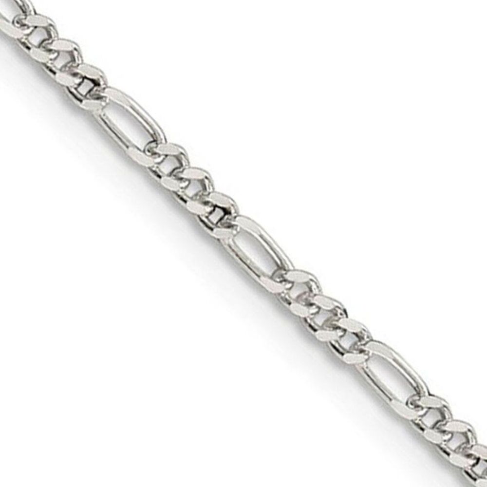 2.25mm Sterling Silver, Solid Figaro Chain Necklace, 22 Inch